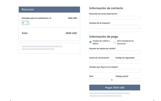 Imagen del resumen e información de contacto de una transacción en la función de pagos